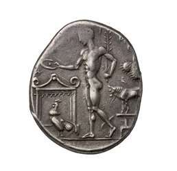 Ancient Greek silver coin from Selinus, 450 BC